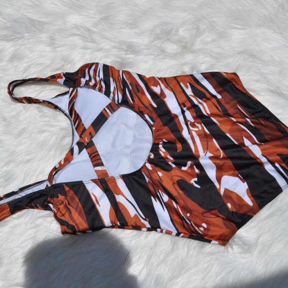 Swimsuit One Piece High-Waist Swimwear Tummy Control Soft Bra Padded Monokini - Picture 3 of 4